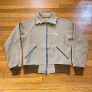 VTG 70s Wilderness Experience Fleece Jacket Tan Oatmeal Zip Up XL USA Patagonia